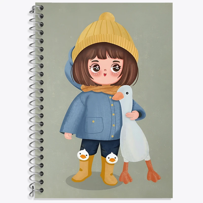 دفتر زبان 50 برگ خندالو مدل دو خط طرح دخترانه کیوت کد N5041