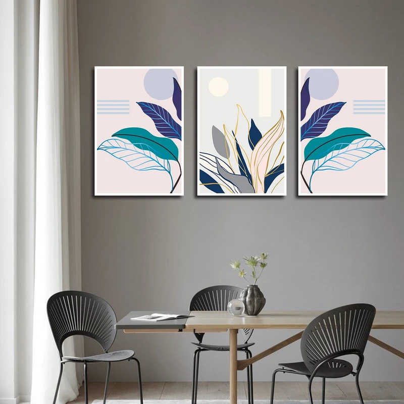 تابلو بکلیت طرح نقاشی برگ مدل W-3169 مجموعه 3 عددی