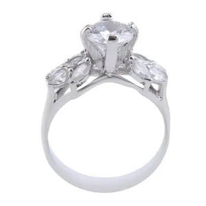 انگشتر نقره زنانه بازرگانی میلادی مدل تک نگین جواهری روکش رادیوم کد AWR_1171