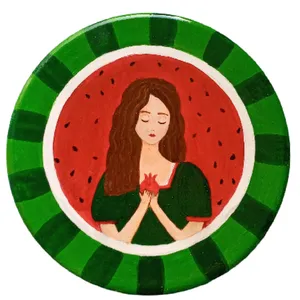 بشقاب دیوارکوب سفالی مدل دختر یلدا کد 20
