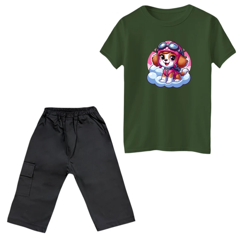 ست تی‌شرت و شلوارک پسرانه مدل سگ نگهبان کد 3