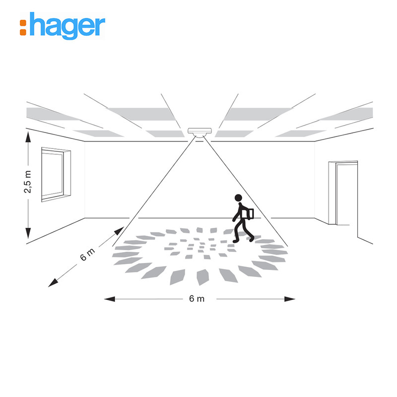 سنسور حرکتی سقفی توکار هاگر مدل hager EE805