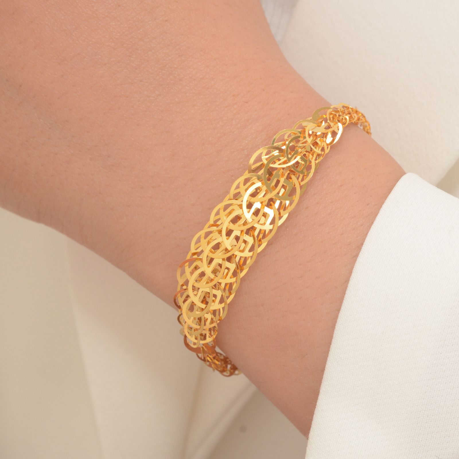 دستبند طلا 18 عیار زنانه طلای مستجابی  مدل لیزر کات کد M23 -  - 2