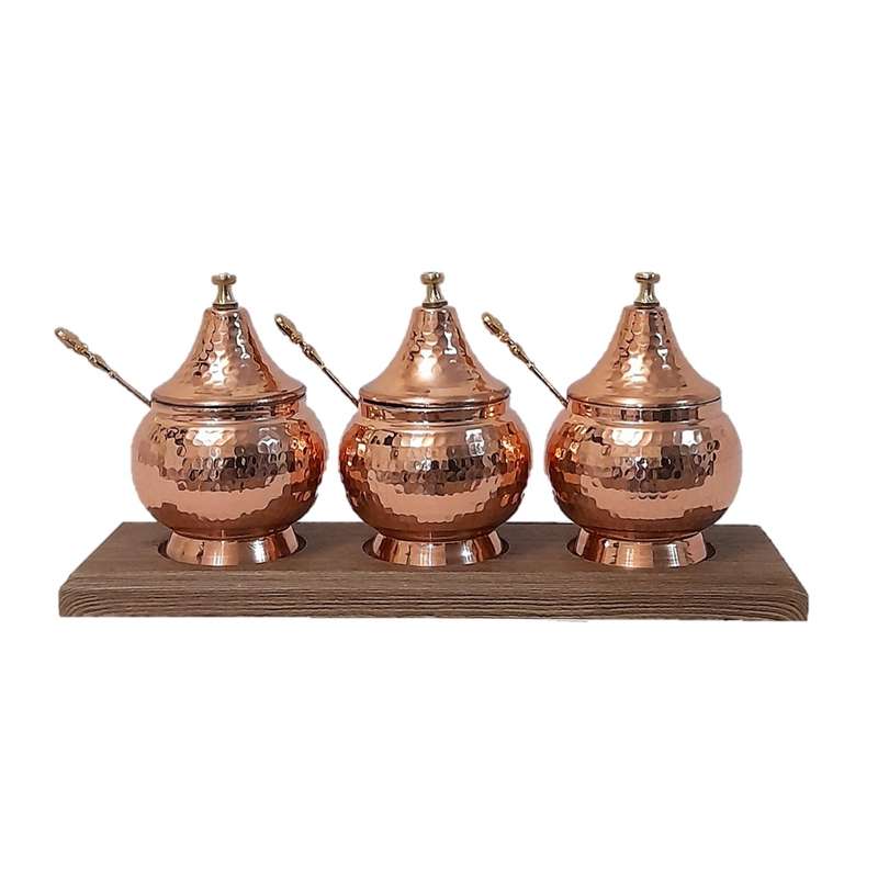 بانکه مسی کد SH-3 به همراه پایه و قاشق مجموعه 7 عددی