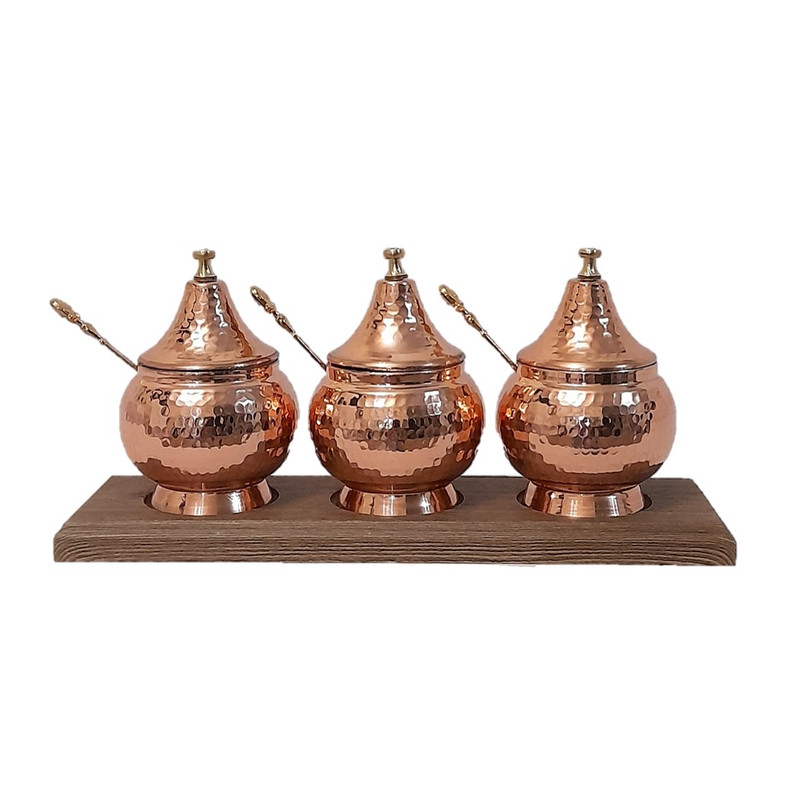 بانکه مسی کد SH-3 به همراه پایه و قاشق مجموعه 7 عددی