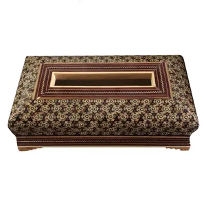 جعبه دستمال کاغذی خاتم کاری چوبی کد ned34