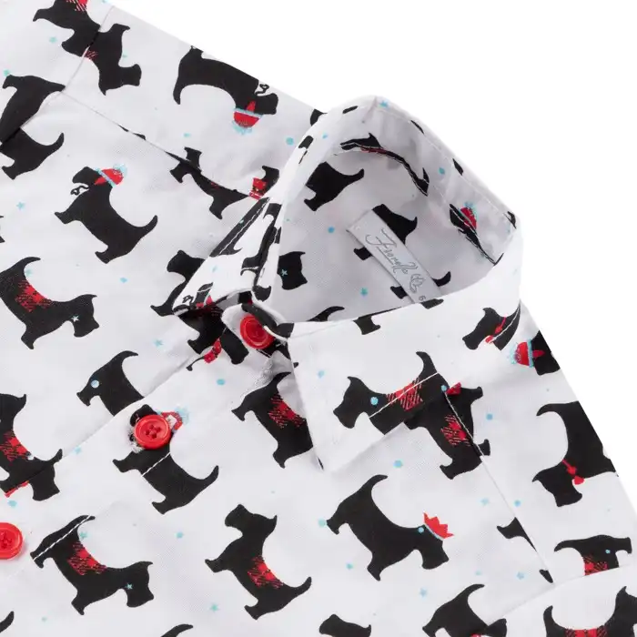 ست پیراهن و شلوارک نوزادی فیورلا مدل سگ خوشحال 23044