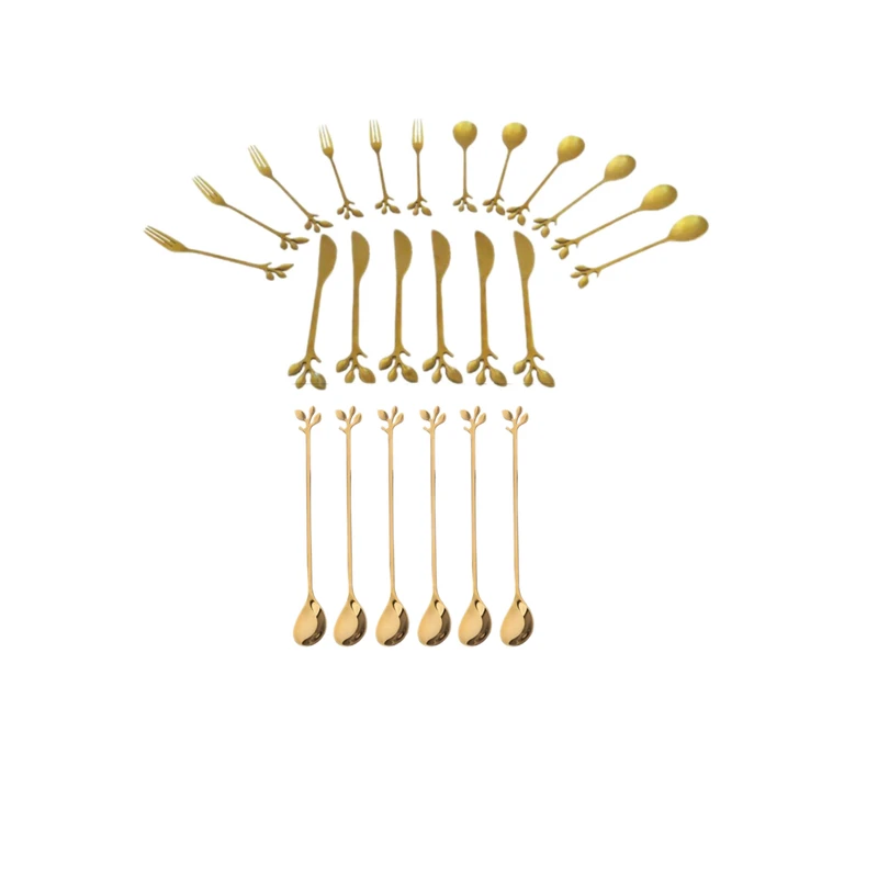 سرویس قاشق و چنگال 24 پارچه مدل عروس طرح برگ