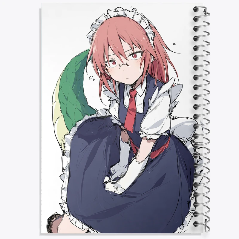 دفتر ژورنال نویسی 50 برگ خندالو مدل نقطه ای طرح انیمه اژدهای خدمتکار کوبایاشی کد 36296