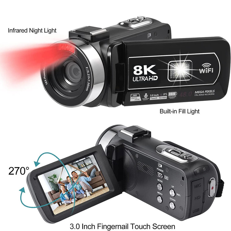 دوربین فیلم برداری مدل 8k 48MP 16X Auto Focus