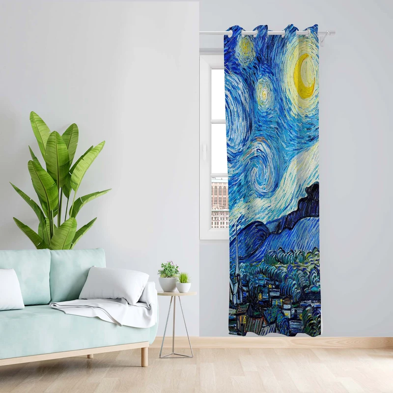 پرده طرح شب پر ستاره مدل مخمل پانچی کد 5517R z سایز 140x200 سانتی متر