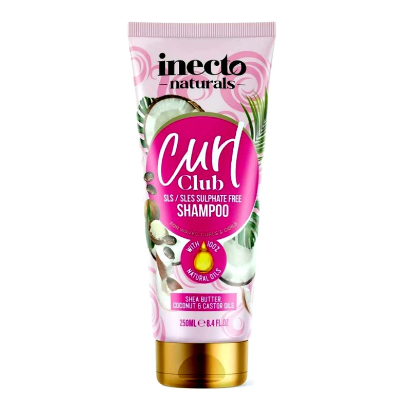 شامپو مو اینکتو مدل Curl Club حجم 250 میلی‌لیتر، مناسب موهای مجعد و فر، با خاصیت ضدحساسیت و تقویت‌کنندگی