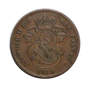 سکه تزیینی کشور بلژیک مدل 2 سنتیم 1870 میلادی 