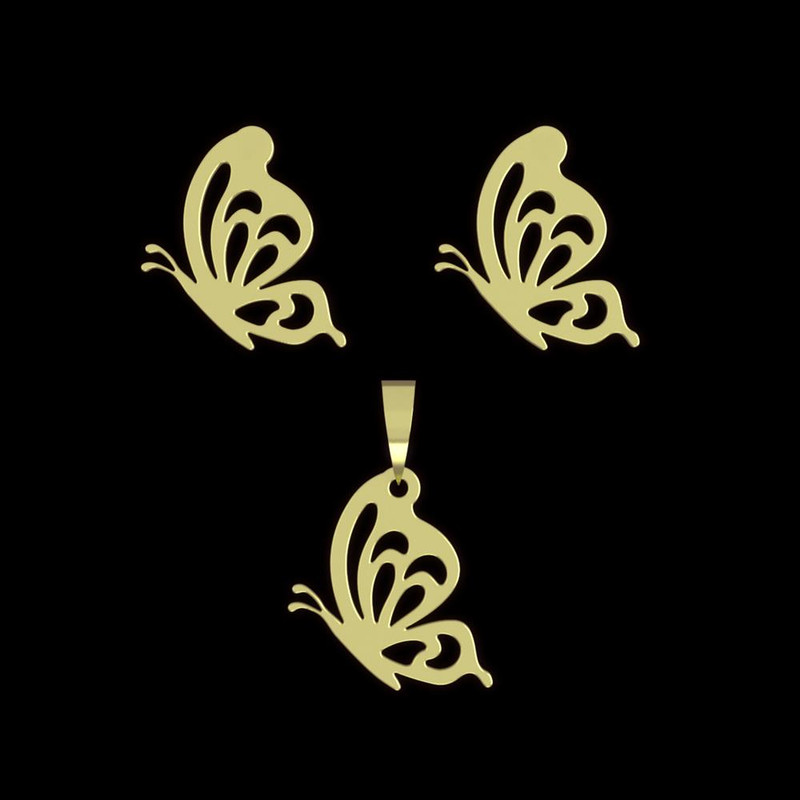 نیم ست طلا 18 عیار زنانه مدوپد مدل پروانه کد NA11418