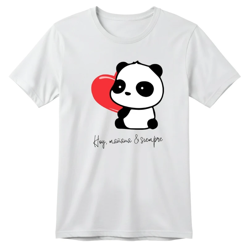 تی‌شرت آستین کوتاه بچگانه مدل پاندا و قلب کد v17 