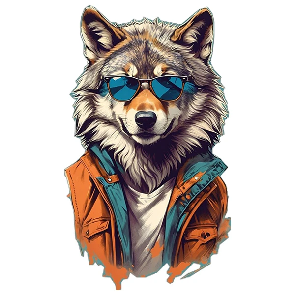 استیکر پارچه و لباس پاد آفرین طرح گرگ کد 739