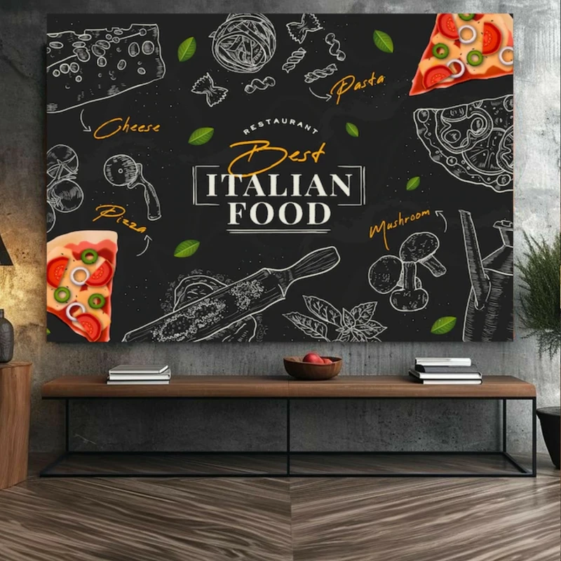 تابلو بوم طرح مخمل غذای ایتالیایی کد BK23318