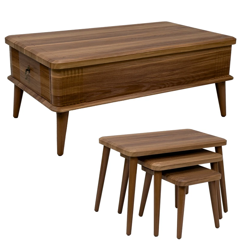 میز پذیرایی مستطیل میز مارکت مدل 100 مجموعه ۴ عددی