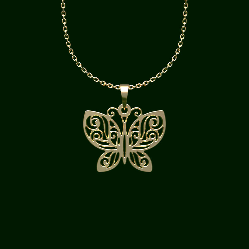 گردنبند طلا 18 عیار زنانه مدوپد مدل پروانه کد V2-1-1035