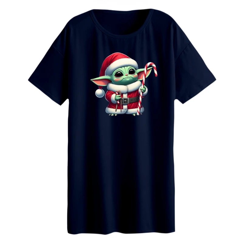 تی شرت لانگ زنانه مدل بیبی یودا کریسمس کد 01