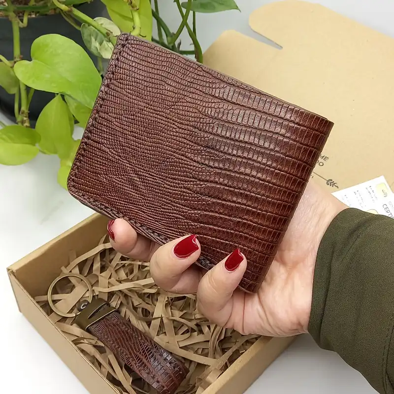 ست هدیه مردانه چرم گردو مدل s102