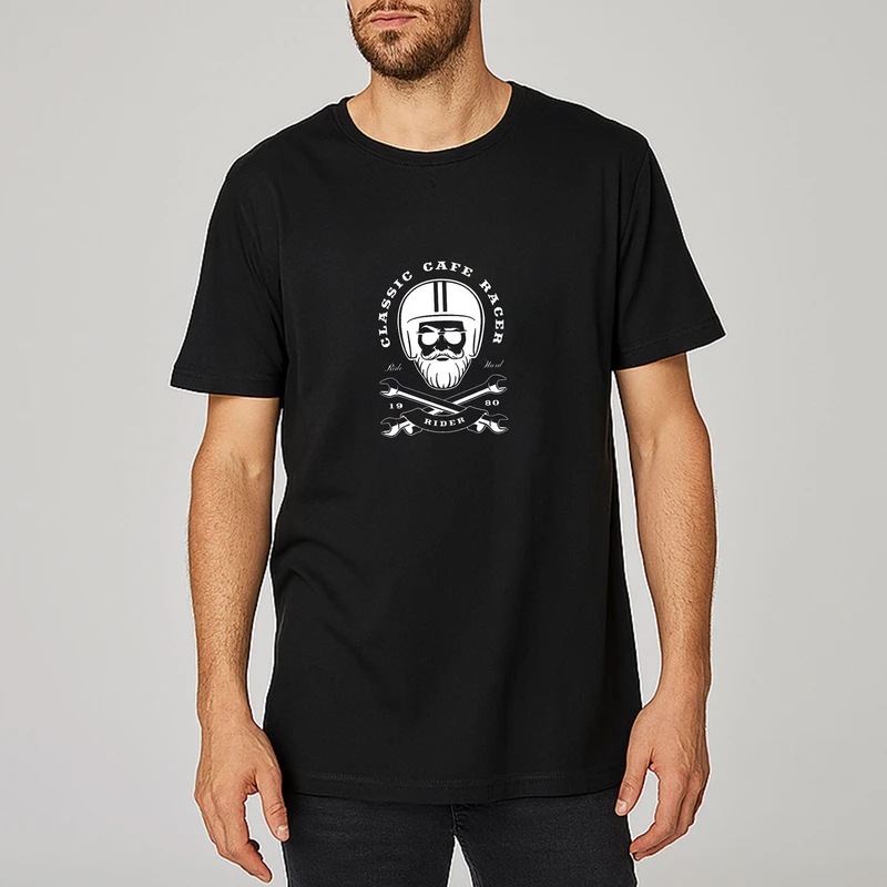 تی شرت اورسایز آستین کوتاه مردانه مسترمانی مدل موتورسوار راک