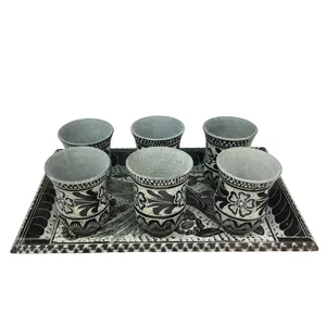 سرویس  قهوه خوری 7 پارچه سنگی طرح گل و پرنده کد SGHG03