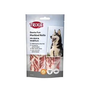 تشویقی سگ تریکسی مدل رولی طعم گوشت گاو و ماهی سفید وزن 70 گرم
