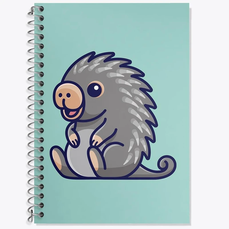 دفتر زبان 50 برگ خندالو مدل سه خط طرح حیوانات بامزه خارپشت کد 28372