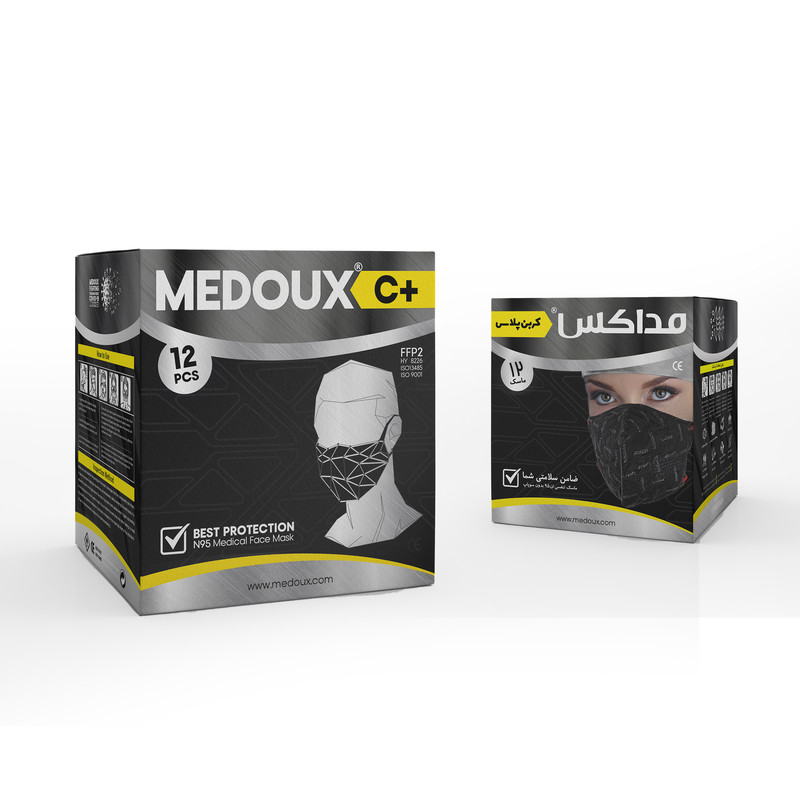 ماسک تنفسی مداکس مدل ان95  کد Carbon Plus مجموعه 12 عددی