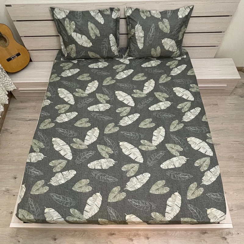 سرویس ملحفه مدل برگ کد 665 دونفره سه تکه