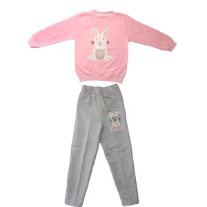 ست سویشرت و شلوار دخترانه مدل خرگوش پاییزی رنگ صورتی