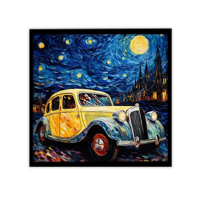 تابلو نوری بکلیت طرح نقاشی ماشین قدیمی مدل B-MID-19365