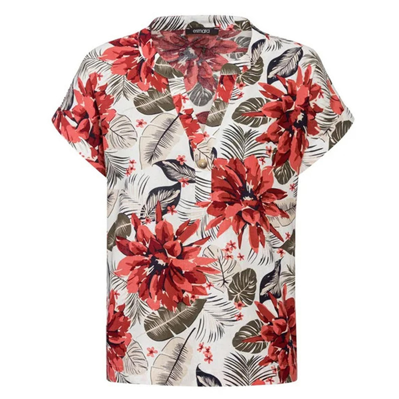 بلوز آستین کوتاه زنانه اسمارا مدل لینن کد 18404427