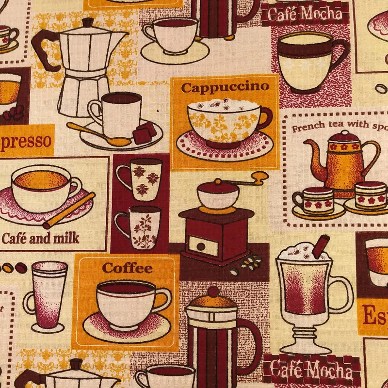 پارچه آشپزخانه عرض 1.4 متر نساجی بروجرد مدل کاپوچینو رنگ کرم