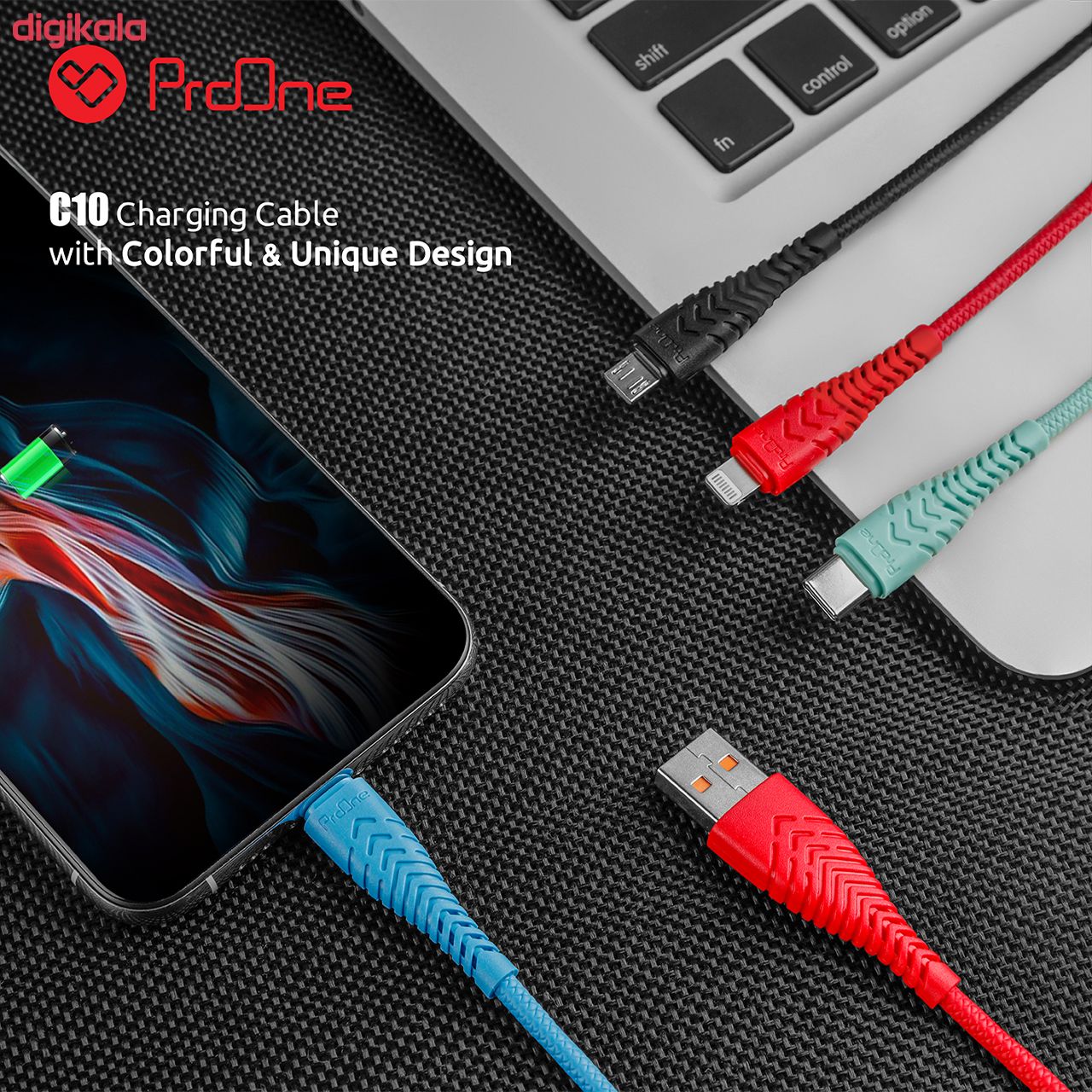 کابل تبدیل USB به microUSB پرو وان مدل C10 طول 1 متر main 1 9