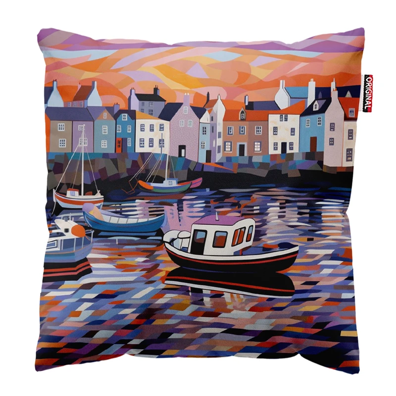 کوسن پاد آفرین مدل منظره طرح قایق کد PK402160 سایز 40*40 سانتی متر