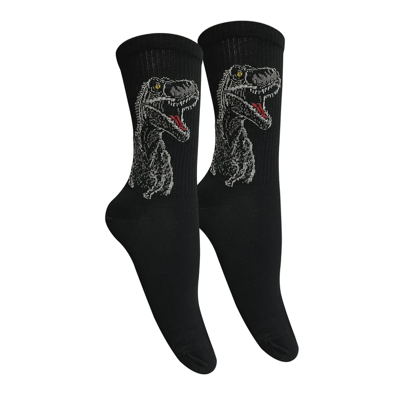 جوراب ساق بلند مردانه تن پوش هنگامه مدل پنبه کش اسپرت دایناسور تیرکس