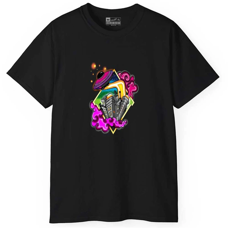 تی شرت آستین کوتاه مردانه پاد آفرین مدل اسپرت طرح کهکشانی کد 0713