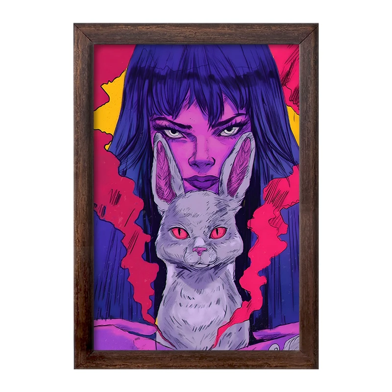 تابلو خندالو طرح دختر و خرگوش کد F5178