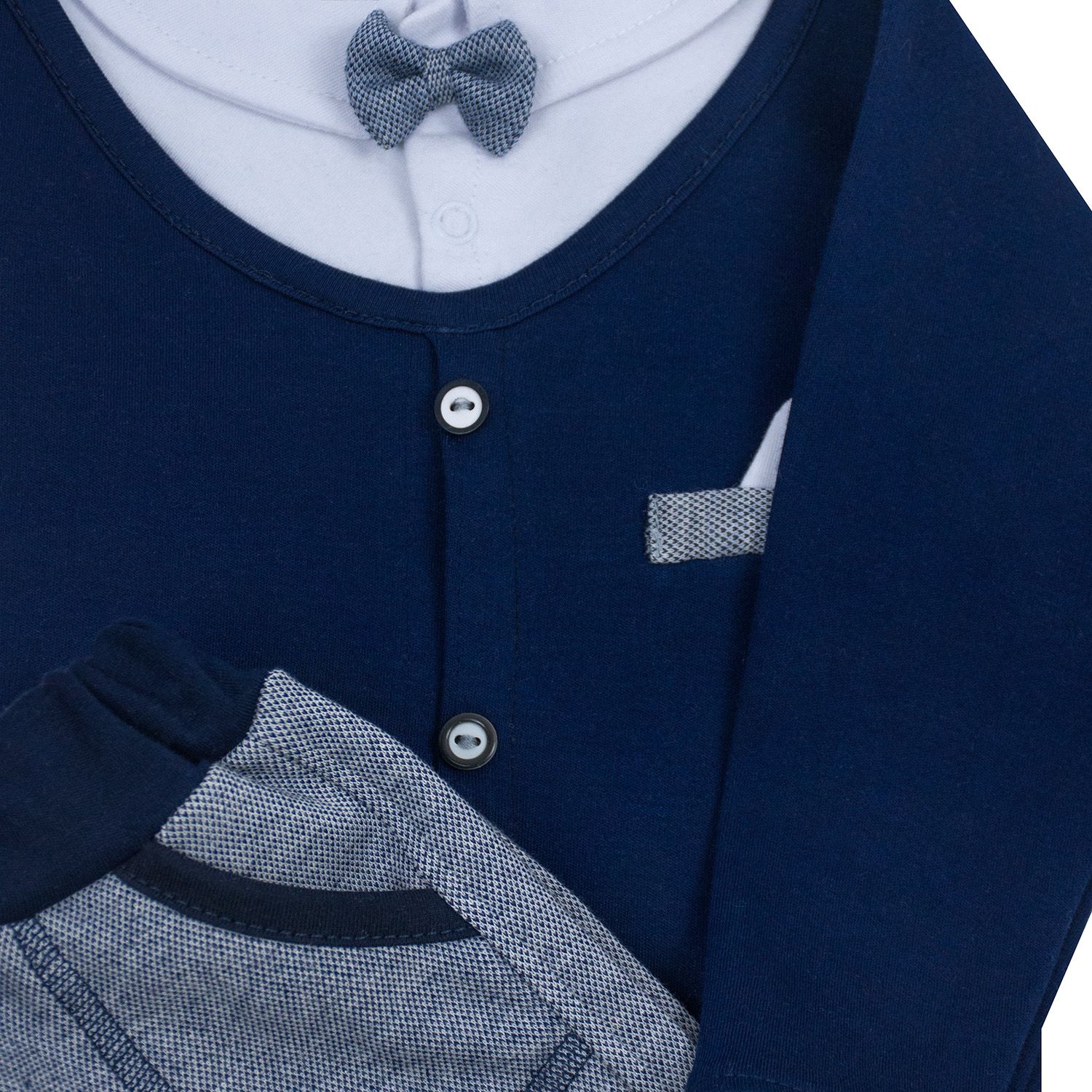 ست بادی آستین بلند و شلوار نوزادی سپیدپوش مدل پاپیون کد 50115 - - 6