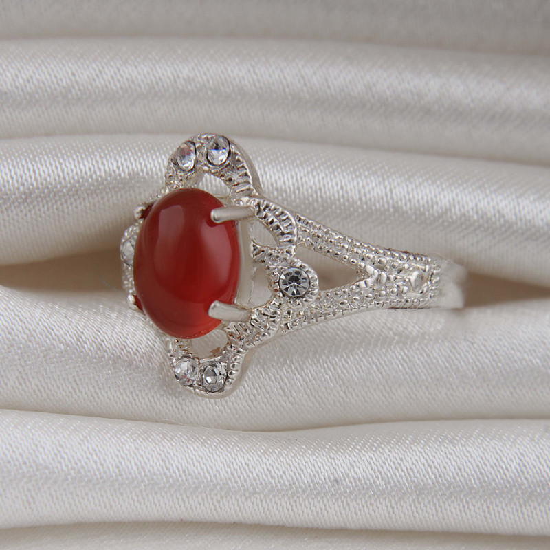 انگشتر نقره زنانه بازرگانی میلادی مدل سنگ عقیق نگین برلیان بدون ریزش کد AW_671