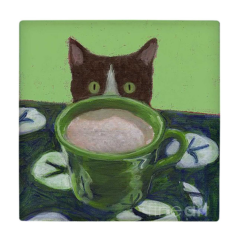  زیر لیوانی طرح نقاشی گربه و فنجان کاپوچینو کد 6167459_5523