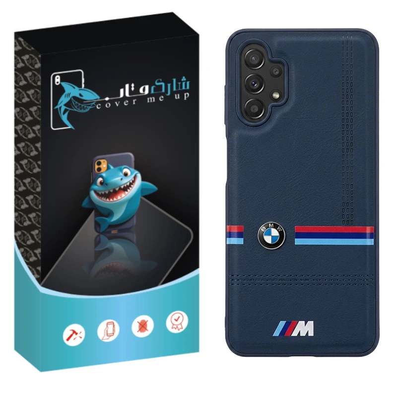 کاور عمو قاب مدل چرمی طرح BMW مناسب برای گوشی موبایل سامسونگ Galaxy A13 4G / A23 / A32 5G