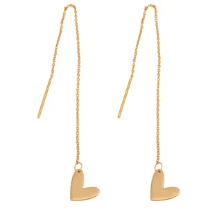 گوشواره بخیه‌ای طلا 18 عیار زنانه گالری قو طلایی مدل  قلب مینیمال