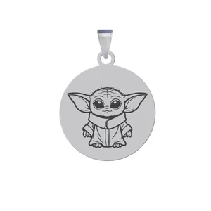 آویز گردنبند زنانه و مردانه هایکا مدل شخصیت کارتونی بیبی یودا کد ag.h 200