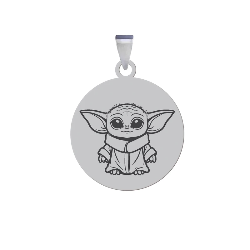 آویز گردنبند زنانه و مردانه هایکا مدل شخصیت کارتونی بیبی یودا کد ag.h 200