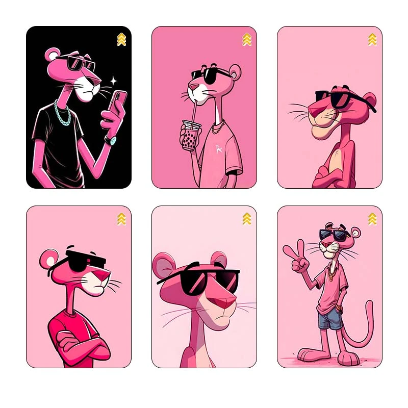 استيکر کارت کارنيکا طرح پلنگ صورتی pink panther کد 49864 مجموعه 6 عددی