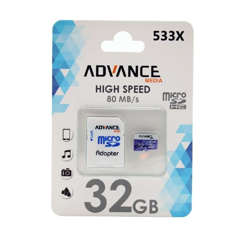 کارت حافظه microSDHC ادونس مدل 533X کلاس 10 استاندارد UHS-I U1 سرعت 80MBps به همراه آداپتور SD