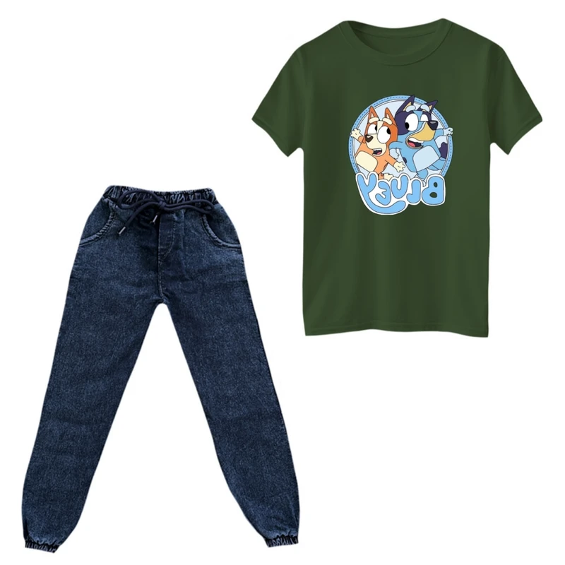 ست تی‌شرت و شلوار پسرانه مدل بلویی کد 03